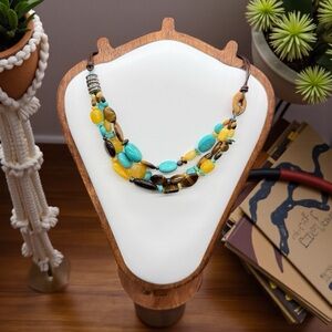 Silpada Chunky Sterling Silver 3 Strand Genuine Stone Corded Necklace N1858 Boho